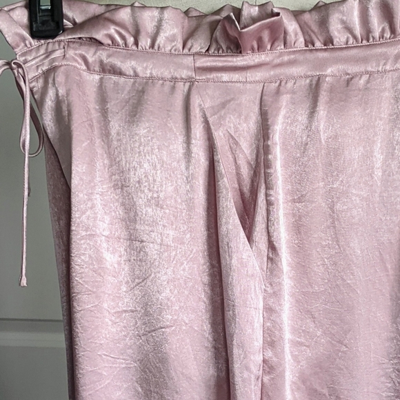 Jonathan Simkhai Intermix Pants Satin Lounge Wide Leg Crop Zip Fly Purple M NWT - Picture 9 of 15